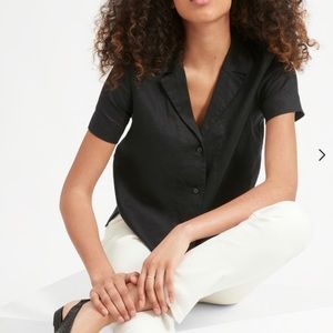 Everlane Short Sleeve Linen Notch Shirt -  size 10